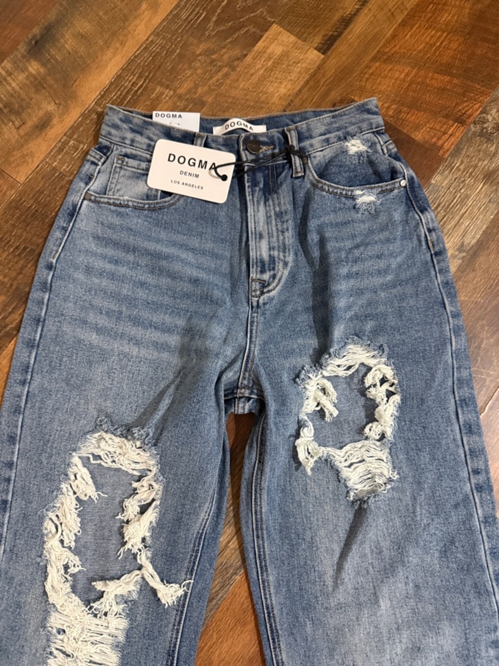 DOGMA Denim Distressed Straight Leg Jeans Size 3/25 NWT - Picture 3 of 8